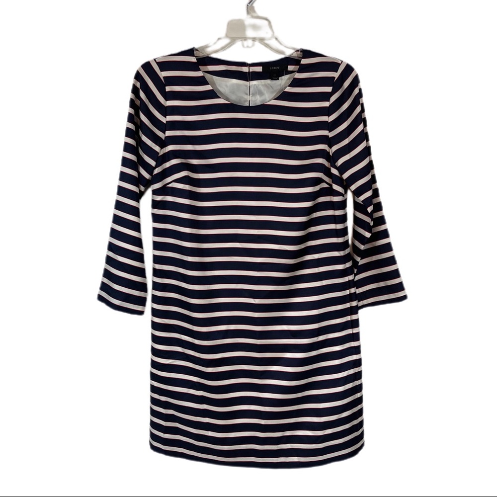 J.Crew 100% Silk Striped Sheath Dress 00 With Pockets Dead Stock - Picture 2 of 13